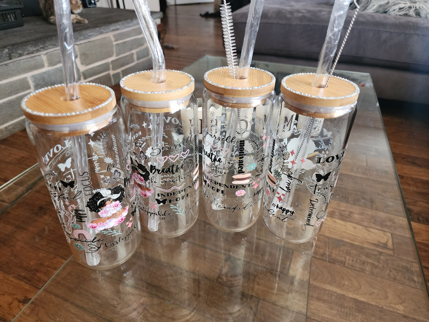 20oz Inspirational Glass Cups